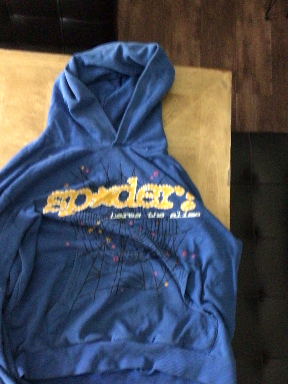 Blue Hooded Sweatshirt with Yellow Script Logo